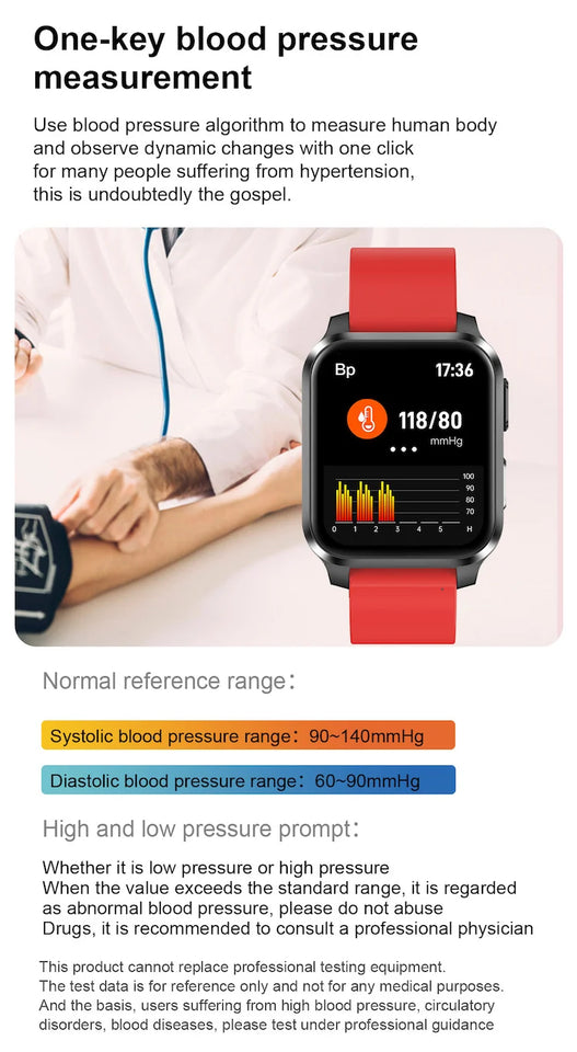 2022 Latest online smart watch wearable device  PPG AI medical diagnosis health care  prsessure oxygen band smartwatches