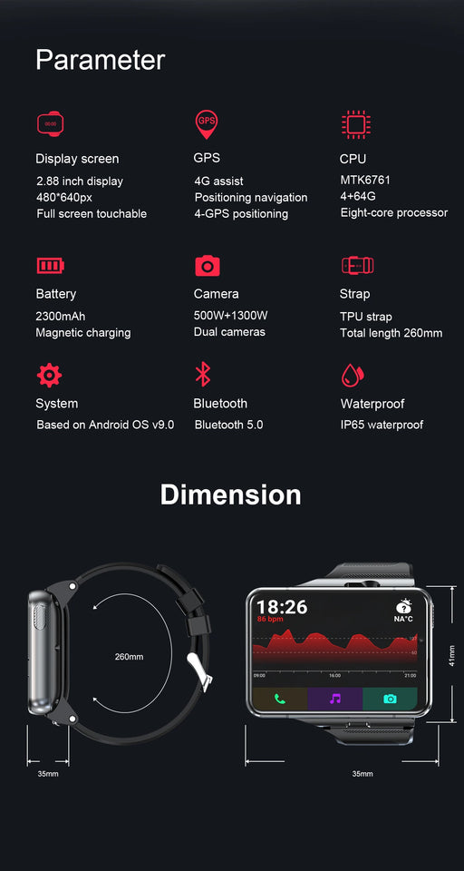 dropshipping 2022 latest 4G Android Smart Watch big display smart watch  4GB 64GB Dual   g36  Wifi Smartwatch 2300mah