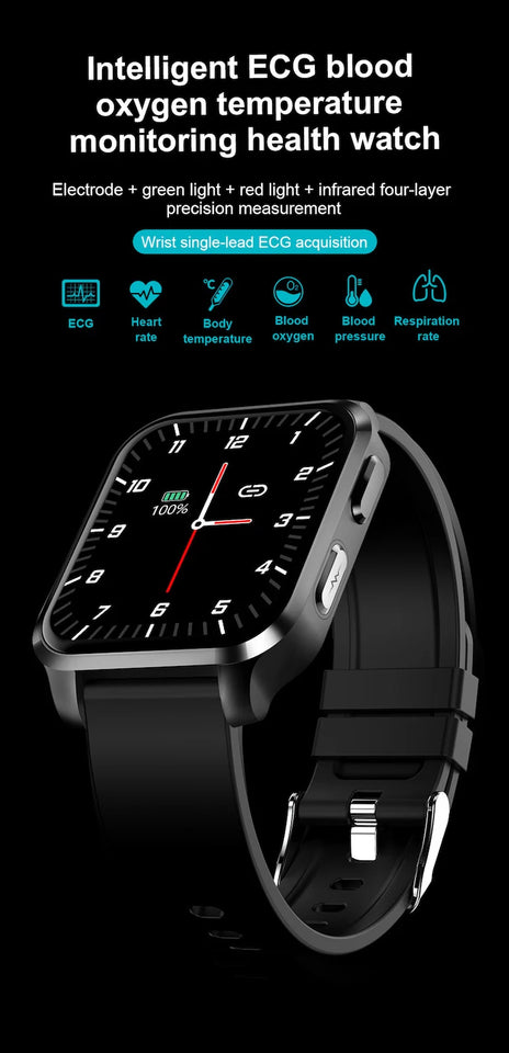 2022 Latest online smart watch wearable device  PPG AI medical diagnosis health care  prsessure oxygen band smartwatches