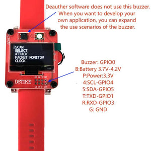 Latest Deauther Watch X Red Color Development Arduino Smart Watch With ESP8266 Deauther Software