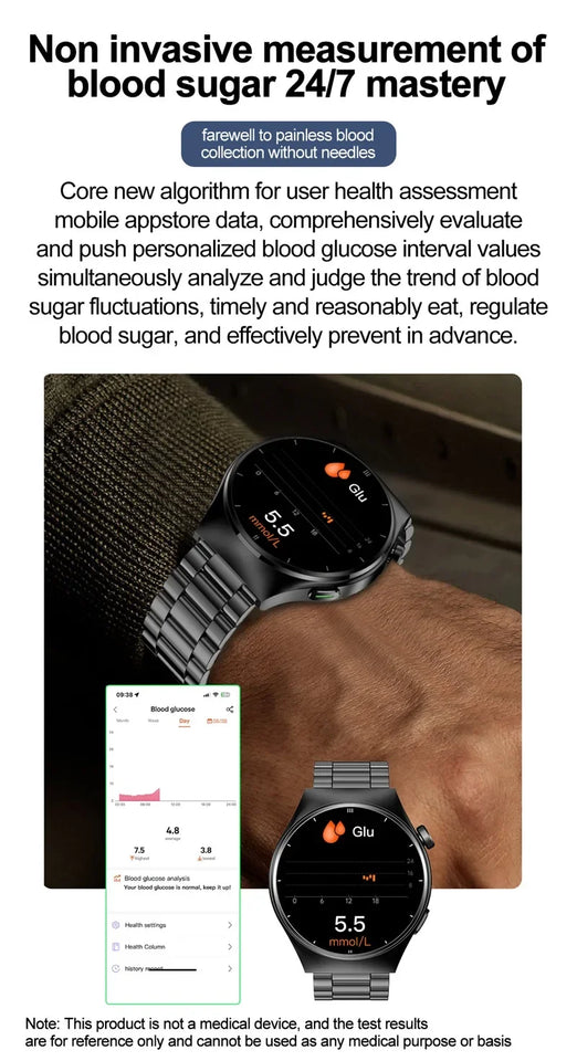 2024 Latest Health Smart Watch F320 with Laser Therapy Phone Call Blood Glucose Uric Acid and Lipid Monitoring Health Watch