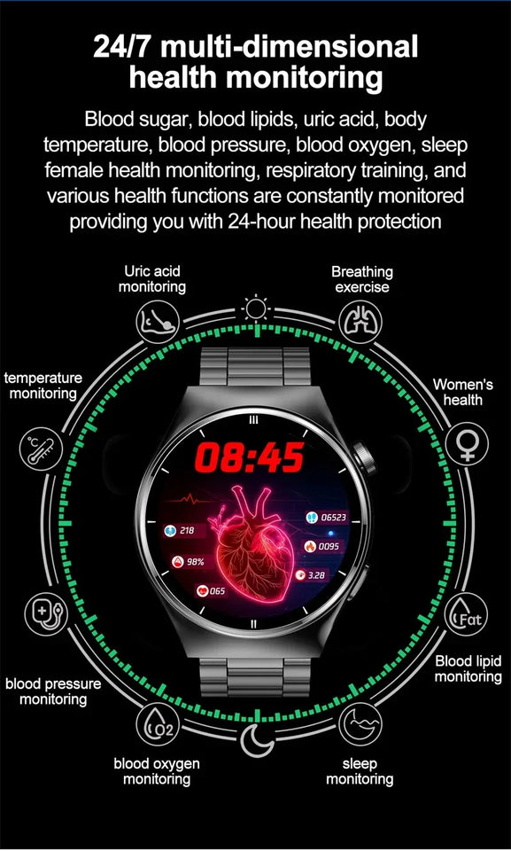 2024 Latest Health Smart Watch F320 with Laser Therapy Phone Call Blood Glucose Uric Acid and Lipid Monitoring Health Watch